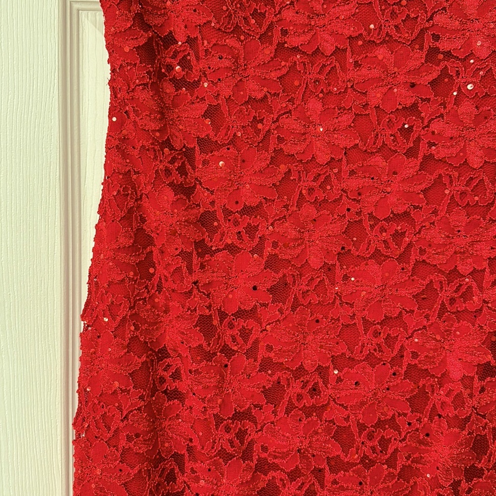 🍒Gorgeous Connect apparel, sequence cherry red dress size 8 “NWT” - Picture 3 of 9